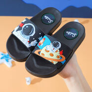 芭比丘卡通宇航員兒童拖鞋男童拖鞋6-12歲防滑外穿浴室軟底女童親子涼拖 宇航員/黑色 34-35 適合腳長(cháng)20cm