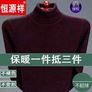 恒源祥品牌高檔男裝羊毛衫男士高領(lǐng)加厚毛衣中年冬季保暖打底商務(wù)針織衫 酒紅. 厚款 L 170(120-140斤)
