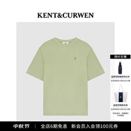 KENT&CURWEN【明星同款】肯迪文2025春夏新品男女款玫瑰刺繡純棉寬松短袖T恤 綠色A0 L