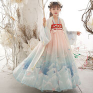 尚簡(jiǎn)紛 漢服春秋中國風(fēng)唐裝超仙櫻花公主襦裙古裝仙女飄逸連衣裙SN4562 海浪花+大袖衫 song多種小禮物 110