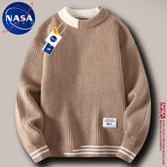 NASA XVVX官方秋冬季加厚毛衣男新款潮流寬松半高領(lǐng)針織衫男保暖男裝上衣服 6081卡其【常規(guī)款】 XL (115-130斤)