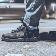 耐克（NIKE）aj1男鞋女鞋Trevis Scott × Air Jordan 1 Low倒鉤休閑籃球鞋 DM7866-001 黑武士4.0 42.5