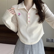 翊尚美短袖t恤女夏季棉質(zhì)短款正肩翻領(lǐng)polo衫女裝新款甜辣風(fēng)修身上衣 8589杏色polo領(lǐng)【棉質(zhì)薄款】 XL 【適合115-125斤】