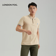 London Fog倫敦霧純棉短袖Polo衫男士時(shí)尚新款夏裝經(jīng)典體恤 卡其R3 48/M/170