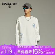 GUUKA TECH古由卡純棉白色寬松圓領(lǐng)休閑打底衫2025新款秋季男士內(nèi)搭長袖T恤 白色 L