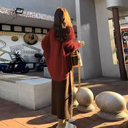 妃莉杋（FeiLiFan）針織連衣裙女裝2025秋冬新款小個(gè)子氣質(zhì)顯瘦小香風(fēng)毛衣裙子女套裝 紅色上衣+半身裙 2XL