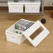 inomata日本進(jìn)口cd收納盒dvd碟片光盤(pán)整理箱大容量游戲漫畫(huà)NS專(zhuān)輯儲存盒 大號白色