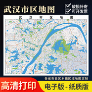 2024新款武漢市城區地圖辦公室掛圖高清防水墻壁裝飾實(shí)物定制 地圖 150+200厘米大單幅超kt板