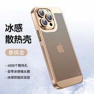 RNX適用蘋果15手機(jī)殼iPhone16promax電鍍網(wǎng)格12透氣散熱11/13MINI輕薄防摔14Plus全包XR自帶鏡頭膜 【香檳金】電鍍散熱網(wǎng)格帶鏡頭膜 蘋果11