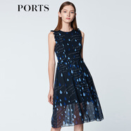 PORTS寶姿商場同款 新品女裝甜美木耳邊裝飾無袖連衣裙SN8D027HPP022 丈青 XL (10)