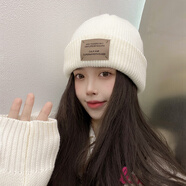 SOMUBAY毛線(xiàn)帽子女秋冬韓版護耳防寒冷帽潮牌大頭圍百搭寬松保暖針織帽男 MX-700白色-CALRANR