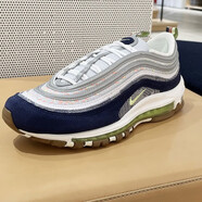 耐克（NIKE）男鞋冬季新款Air Max97氣墊運動(dòng)休閑鞋子彈頭跑步鞋緩震休閑鞋 FB1851-131白色深藏青綠 40