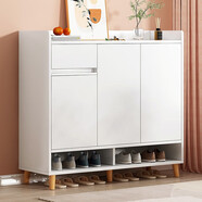 樂造（LEZAO）鞋柜門口家用入戶2024新款收納柜玄關(guān)柜簡易儲物柜鞋架 【主圖款】暖白色  90*30*100cm 組裝(自行安裝)