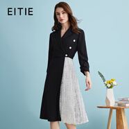 愛(ài)特愛(ài)（EITIE）氣質(zhì)通勤OL收腰百褶拼接時(shí)尚西裝連衣裙春季新款女裙A2407329 極簡(jiǎn)黑20 L 165