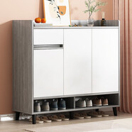 樂造（LEZAO）鞋柜門口家用入戶2024新款收納柜玄關(guān)柜簡易儲物柜鞋架 【主圖款】莫蘭迪灰色90*30*100 組裝(自行安裝)