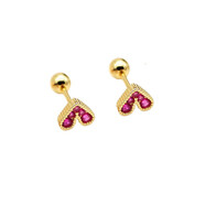 雷吉樂(lè )（RAGEER）S925銀微鑲鉆愛(ài)心耳環(huán)女韓版東大門(mén)甜美氣質(zhì)心形鋯石耳骨釘耳飾 【一對】金色玫紅