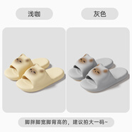 安尚芬買一送一踩屎感拖鞋女室內家居情侶可愛浴室防滑洗澡eva涼拖男款 淺咖+灰色【慵懶小貓】 40-41 +42-43
