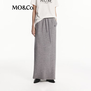 MO&Co.針織裙半身裙輕暖綿羊毛抽繩高腰直筒開(kāi)叉運動(dòng)風(fēng)摩安珂 中花灰色 XS 155