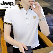 JEEP SPIRIT吉普夏季polo.衫男短袖t恤男士半袖上衣高端潮流休閑棉翻領(lǐng)體恤男 1108白色 M (約90-105斤可穿)