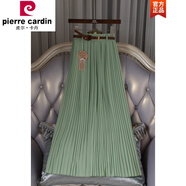 皮爾卡丹（pierre cardin）新款新款百搭高腰雪紡百褶半身裙中長(cháng)裙飄逸大擺沙灘度假長(cháng)裙時(shí)尚 珊瑚綠 【裙長(cháng)72CM】
