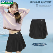 YONEX尤尼克斯網(wǎng)羽短裙女速干透氣yy百褶裙運(yùn)動(dòng)半身裙羽毛球服 220224黑色 M