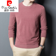 皮爾卡丹（pierre cardin）圓領(lǐng)男士長(cháng)袖t恤秋冬季新款品牌德絨打底衫高端韓版潮流男裝上衣 皮粉 170/M
