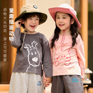 棉花堂童裝兒童針織圓領(lǐng)t2024秋季新款卡通長(cháng)袖小童寶休閑洋氣T打底衫x 系列4鐵灰 130cm