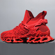 LZDZN東尚刀鋒潮男鞋子運動(dòng)休閑全掌氣墊跑步減震跑鞋男士大碼超輕秋天 紅色 42