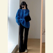 芭雅蓮超好看小眾別致上衣日系復古慵懶風(fēng)克萊因藍毛衣女冬季加厚針織 藍色 M