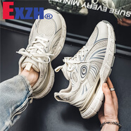EXZH品牌國潮老爹鞋男2024新款秋季軟底增高網(wǎng)面透氣男鞋老爹鞋 米色【主圖款】 39