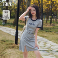 森马（Semir）【休闲裙装合辑】连衣裙女修身裙子夏季字母印花针织裙复古美式女 A款复古针织裙-花灰色调00300 150/76A/XS