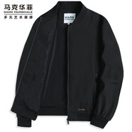 馬克華菲【簡約】棒球領男士夾克2025秋季新款重工刺繡飛行員通勤休閑外套 黑色-常規(guī)款 L /175