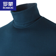羅蒙（ROMON）純色男式高領(lǐng)打底衫秋冬季保暖內衣棉衛衣上衣服秋衣服長(cháng)袖t恤潮 湖藍色(薄絨款) M 適合(100-130斤)