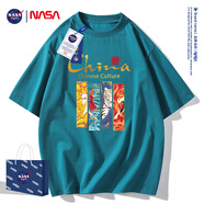 NASA GISSNASA官網(wǎng)聯(lián)名短袖t恤男國(guó)潮China故宮半袖純棉新款夏季寬松男裝 NA24-孔雀綠 XL  建議150-170斤