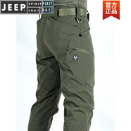 吉普（JEEP）高端品牌男裝戰(zhàn)術長褲寬松作訓多口袋工裝褲直筒褲彈力運動休閑褲 綠色 3XL