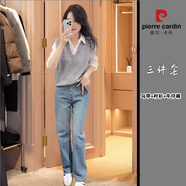 皮爾卡丹女裝套裝春秋季甜妹穿搭小香風微胖減齡高級感2025新款洋氣三件套 三件套【女神范針織奶糯風套裝） M 【推薦90-100斤】