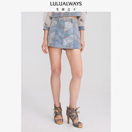 LULUALWAYS  新款撞色亮片設(shè)計(jì)感A字牛仔短褲 藍(lán)色 M