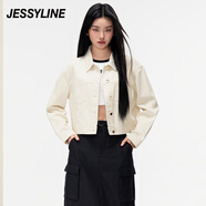 Jessy line杰茜萊春季新款白色百搭洋氣小個子短款牛仔外套女 商場同款 米白色 M/165