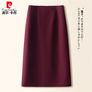 皮爾卡丹（pierre cardin）黑色a字半身裙女秋冬季2025新款高腰感開叉直筒包臀毛呢裙子 安可拉紅色- 3XL 31