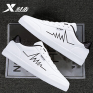 特步（XTEP）男鞋冬季白色板鞋男士2025新款休閑小白鞋滑板鞋冬低幫運動(dòng)鞋子男 白黑 44