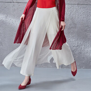 生活在左【林棲作品】女裝寬松裙褲垂感高腰闊腿褲時(shí)尚長(cháng)褲子 白色 L