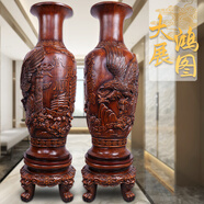 聚安緣花瓶擺件中式客廳喬遷新居禮物公司辦公室別墅酒店大堂開(kāi)業(yè)禮品 1米88 一帆風(fēng)順 檀木色【一對】