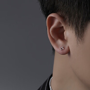 月下相戀S999足銀男士耳釘幾何三角正方形小眾簡(jiǎn)約個(gè)性耳飾生日禮物送男友 足銀幾何正方形耳釘【一對】