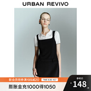 UR2025夏季新款女裝簡(jiǎn)約休閑超短款方領(lǐng)無(wú)袖連衣裙UYU750038 正黑 (偏短) S