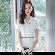 J-ME秋季高端職業(yè)裝女裝套裝裙氣質(zhì)小西裝女正裝珠寶酒店售樓部工作服 短袖西裝【白色】 S