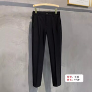 佐優(yōu)品褲子男夏季直筒修身高級感西裝褲休閑長褲百搭九分毛呢小西褲 CY96黑色長褲夏季聚酯纖維 4XL 建議175-190斤