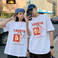 德朔情侶裝夏天網(wǎng)紅roora夏裝春秋季短袖T恤班服2022新款潮流ins超火 男白+女白 S/S