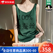 XHUE真絲吊帶背心女西裝內(nèi)搭重磅100%桑蠶絲美背上衣夏小西裝打底衫 墨綠色【D38U領(lǐng)】 L（110-120）
