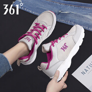 361°女鞋運(yùn)動鞋女夏季網(wǎng)鞋361度網(wǎng)面透氣女士休閑鞋百搭旅游跑步鞋子 灰/紫2210 40