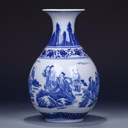 loyo景德鎮花瓶青花瓷擺件瓷器工藝品新中式仿古陶瓷博古架裝飾品瓷瓶 青花人物玉壺春瓶+匠心打造
